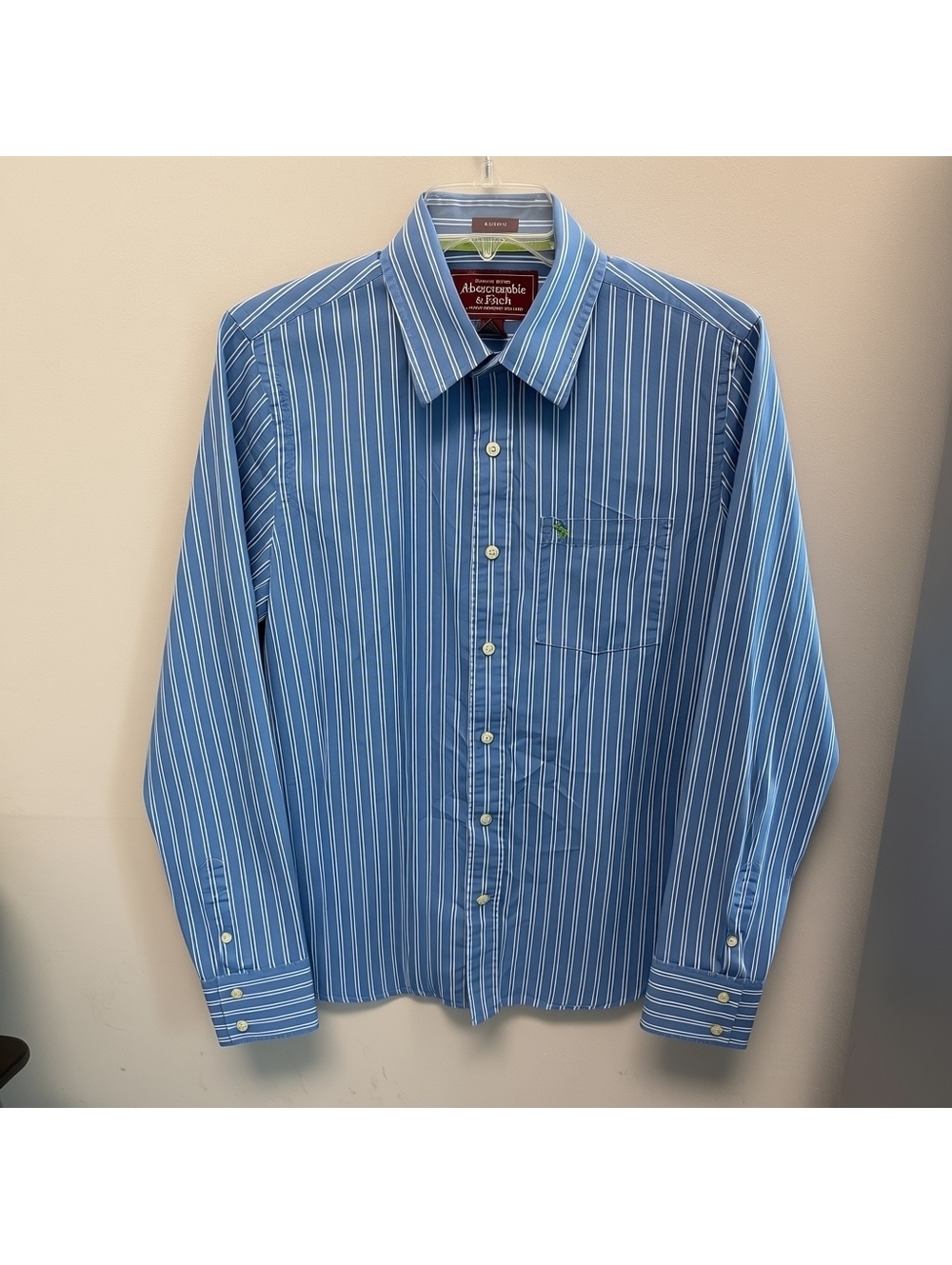 Vintage Abercrombie & Fitch Muscle Fit Blue White Striped Button Down XL Y2K